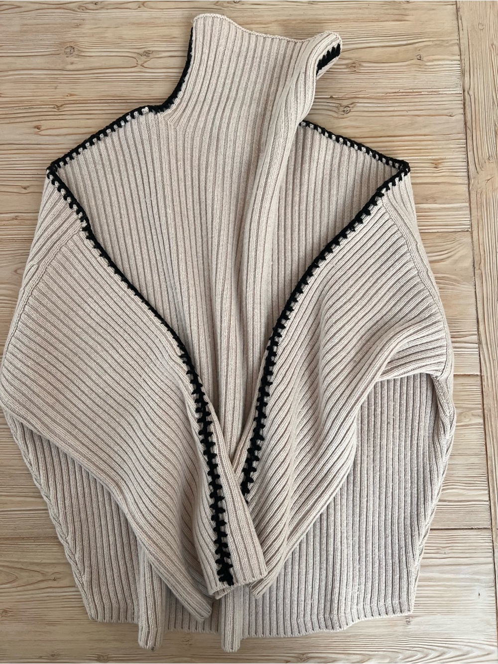 Rag & Bone Ingrid Wool Turtleneck Sweater XS Oversized Whipstitch - Picture 4 of 10